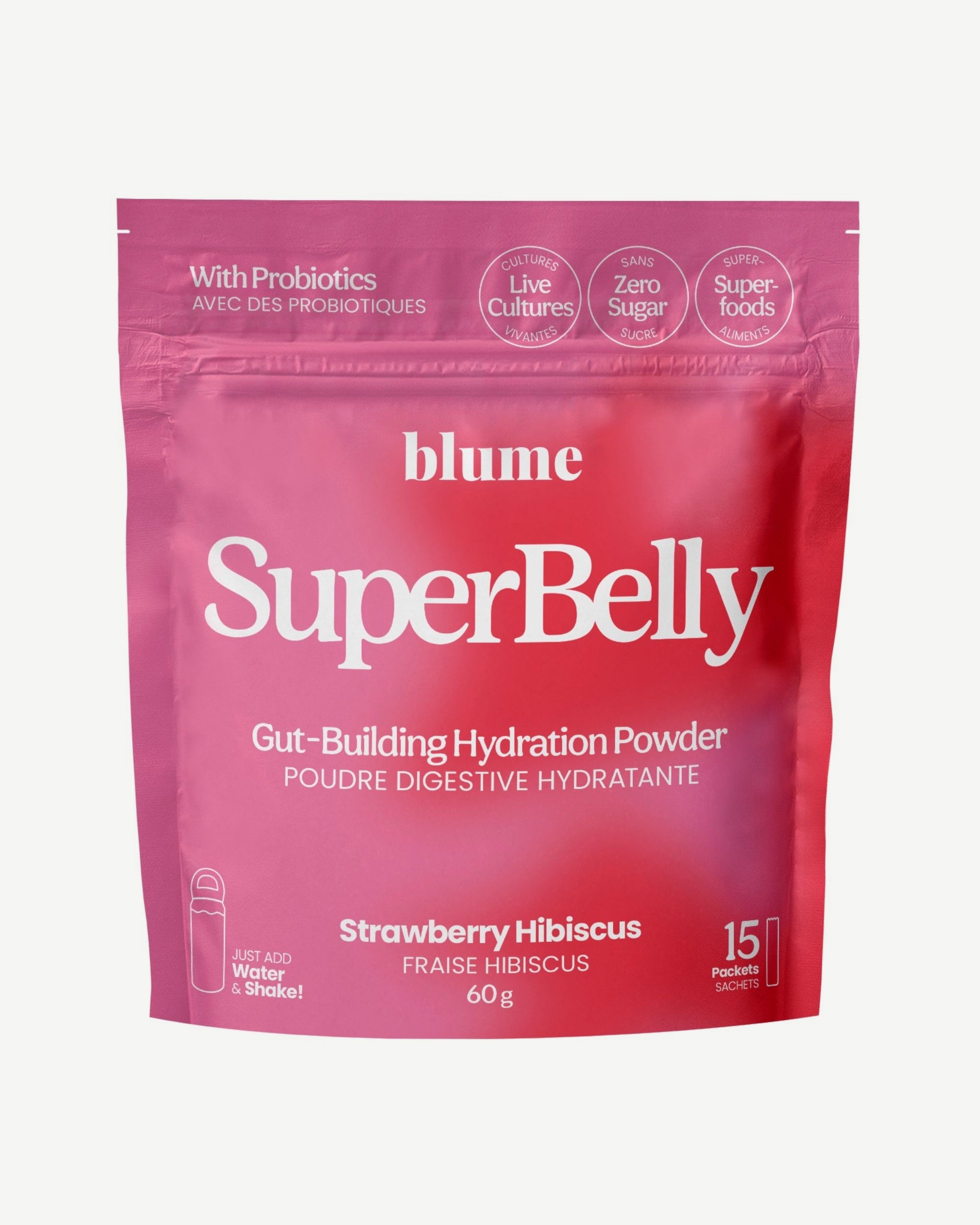 Blume SuperBelly Gut-Building Hydration Powder - Strawberry Hibiscus