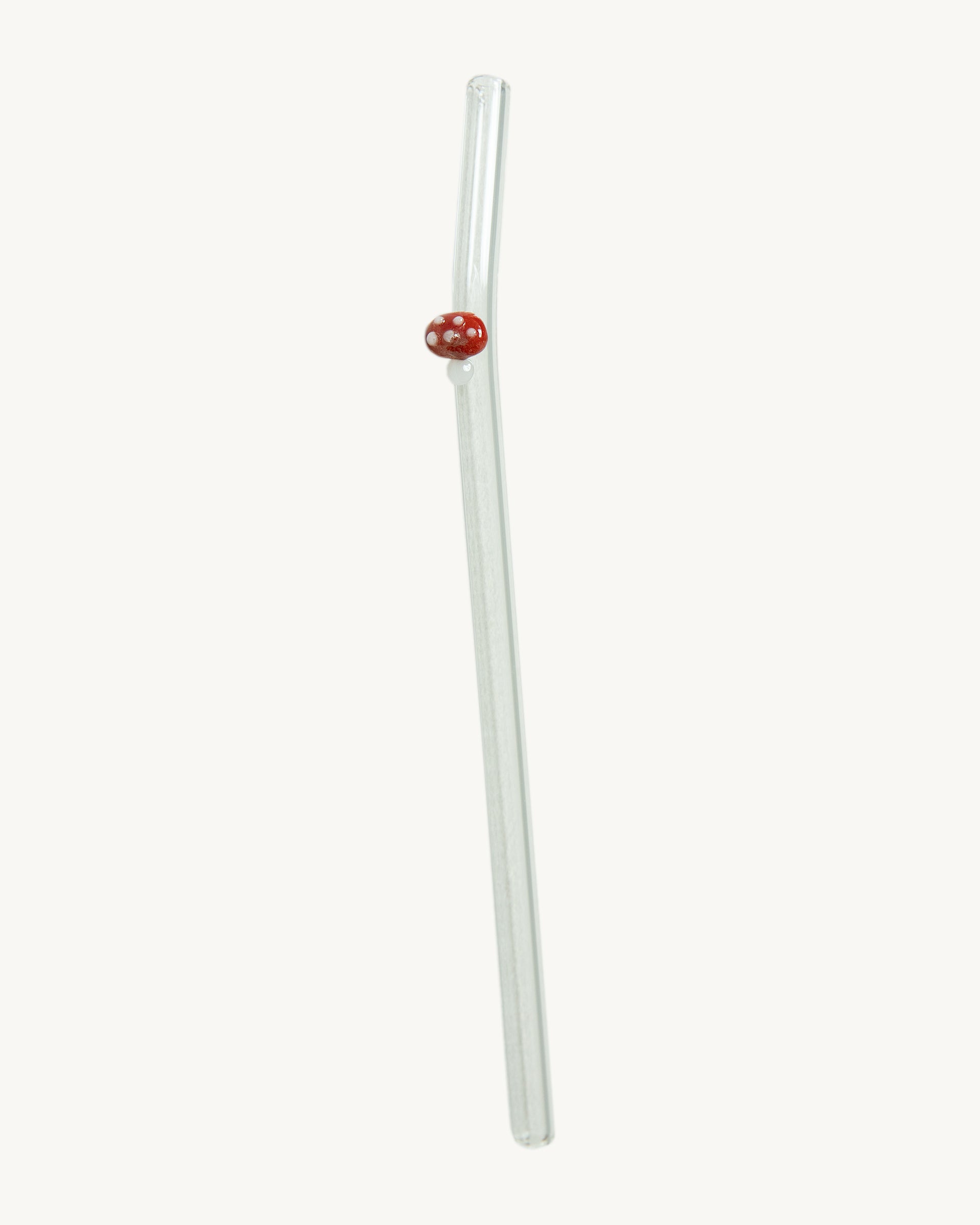 KuriArt Mushroom Glass Straw - Red