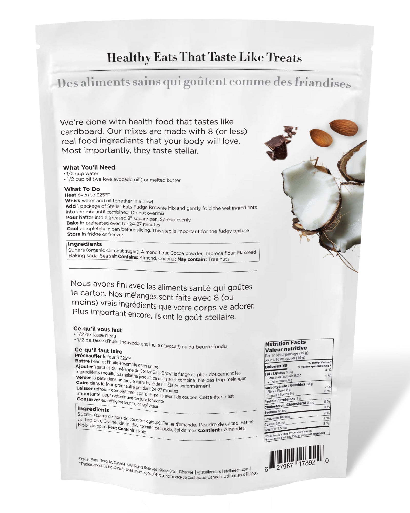 Stellar Eats Grain-Free Fudge Brownie Mix Nutrition Facts