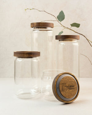 The Breakfast Pantry Glass Canister Sets Open Lid